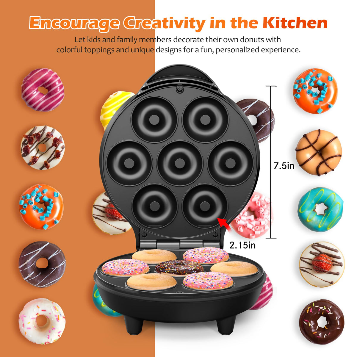 KEINVE mini donut maker on kitchen counter in compact design