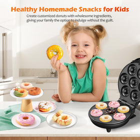 KEINVE donut maker lid open showing easy access and non-stick plates