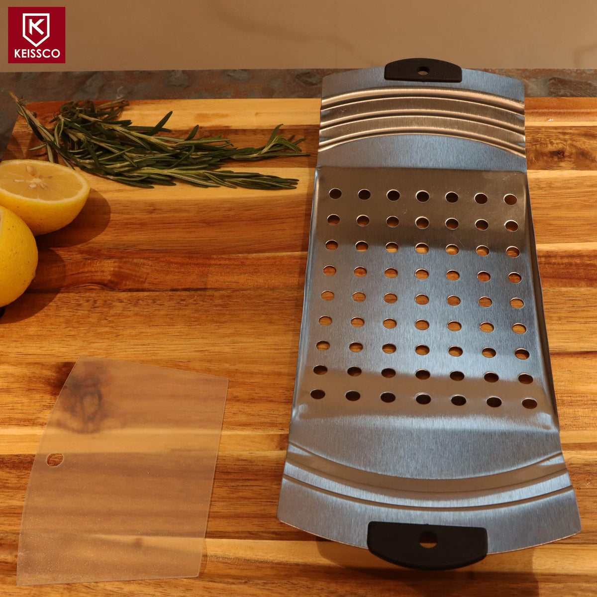 Keissco spaetzle maker board assembly offers generous working space for portions.