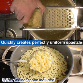 KEISSCO spider strainer with hanging hole for easy storage.