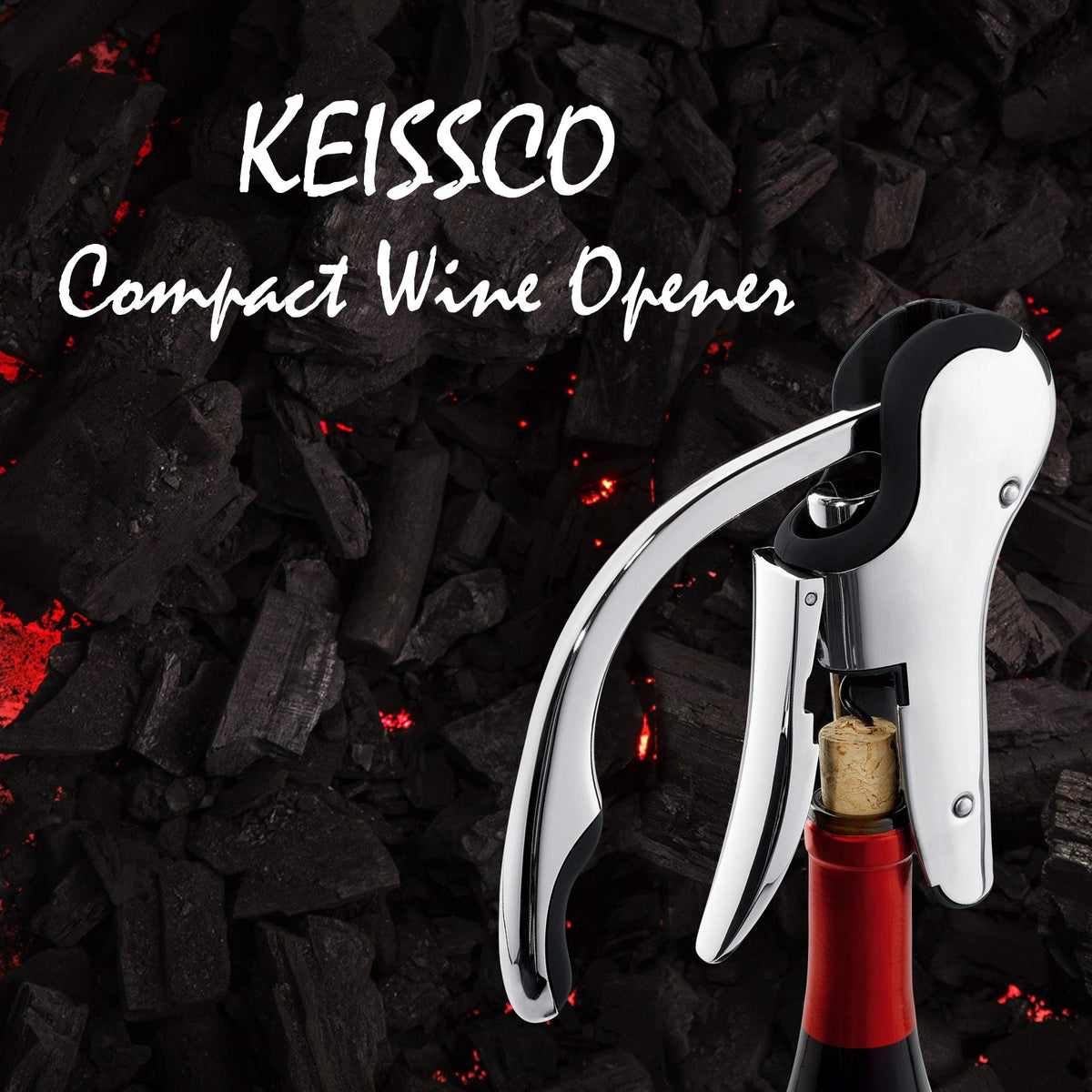 KEISSCO wine opener with extended lever handle for smooth cork removal