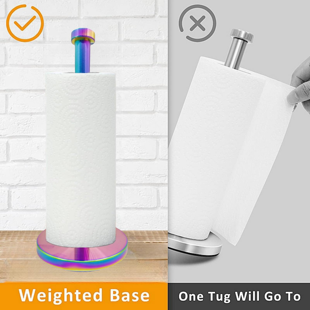 Keiwhsly rainbow holder in kitchen setting with towels ready