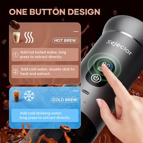 Kejector self-heating system demonstrating quick preheat for hot espresso.