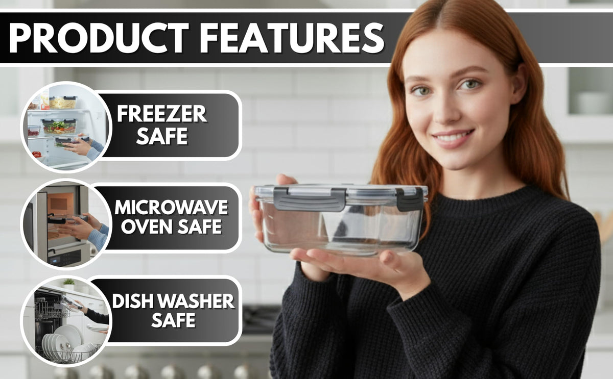 KEKEGO borosilicate glass storage for durable everyday use.