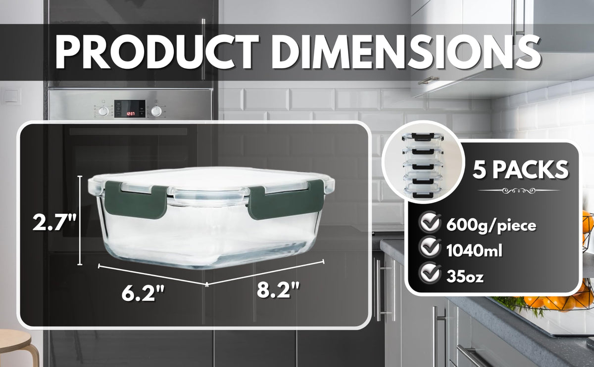 KEKEGO oven-safe glass container suitable for baking and reheating.