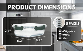 KEKEGO oven-safe glass container suitable for baking and reheating.