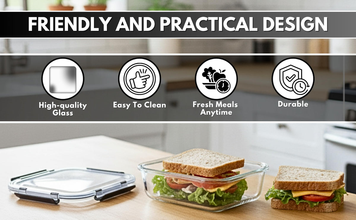 KEKEGO stackable glass containers save fridge space and organize.