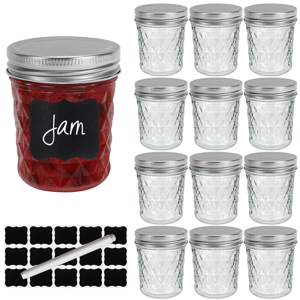 Keketin 12-pack 6 oz mason jar with airtight silver lid for preserves and gifts.