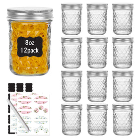 Keketin 8oz mason jar with silver lid, wide mouth for easy filling and cleaning.