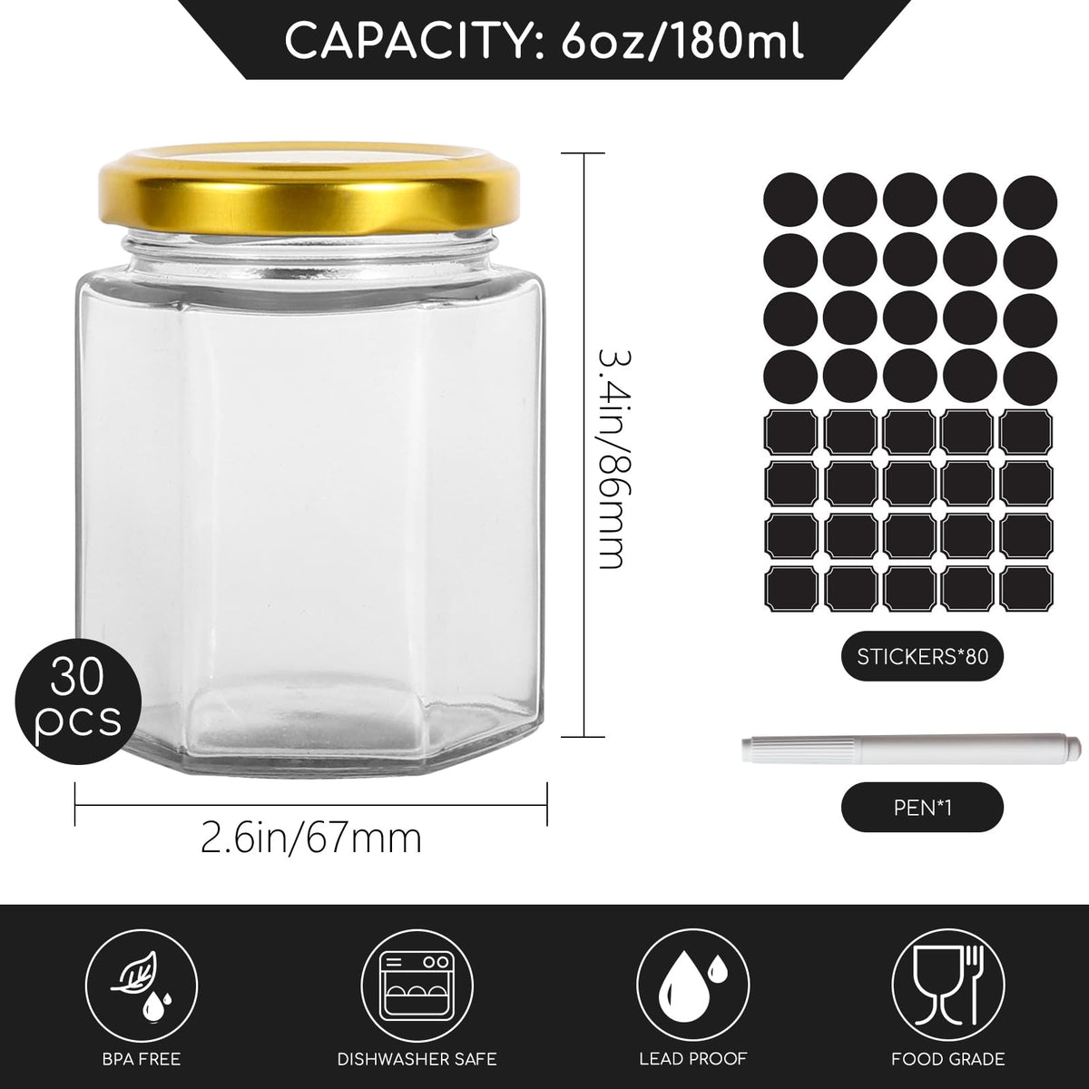 Keketin honey jar in hexagonal glass with gold lid, keeps flavor fresh.