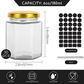Keketin honey jar in hexagonal glass with gold lid, keeps flavor fresh.
