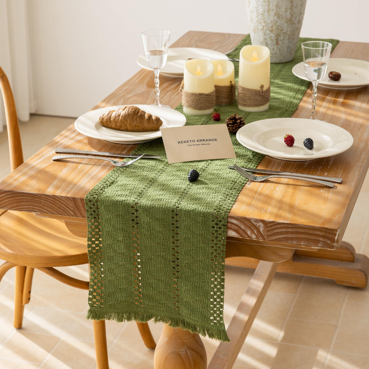 Keketoarrange bohemian dining decoration runner for cozy settings