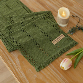 Keketoarrange boho sage green table runner showcases 12x90 inches for elegant spring dining