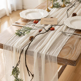 Keketoarrange ivory gauze table runner 120 inch enhances elegant dining decor