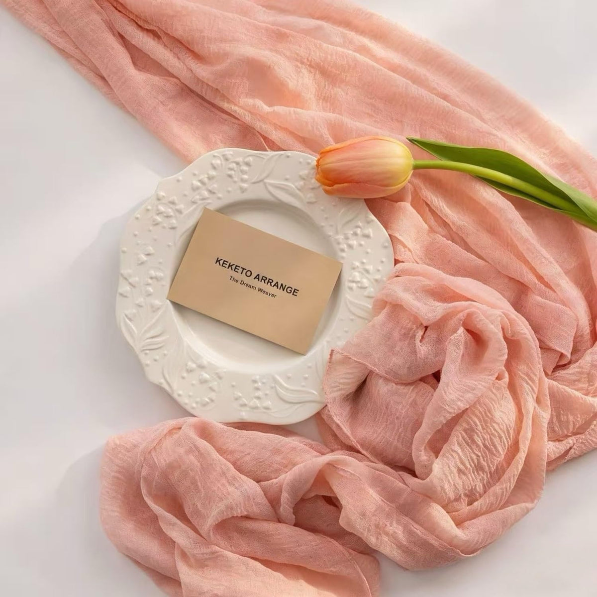 Keketoarrange pink Mothers Day cheesecloth table runner 35x120 showing soft drape for boho weddings