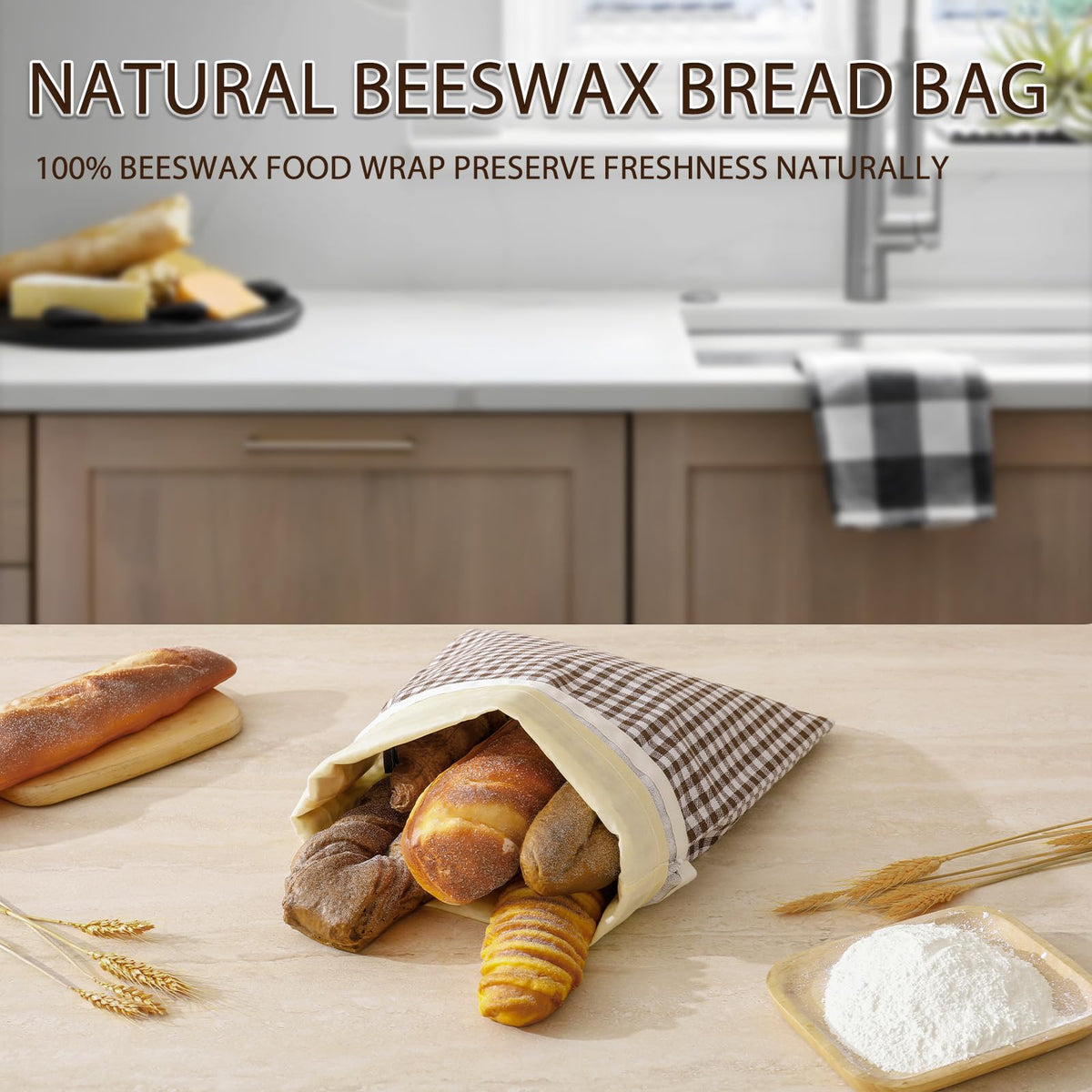 KEKUOU breathable cotton-linen exterior prevents condensation on crusty loaves