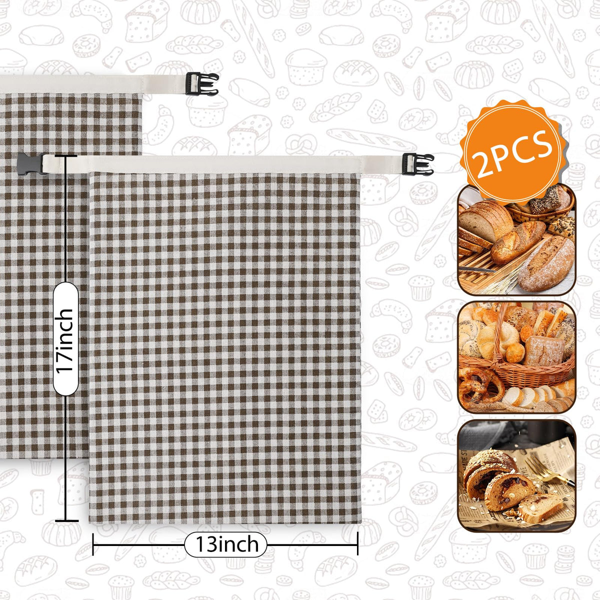 KEKUOU natural linen bread bag 13x17 stores loaves neatly