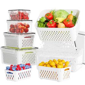 KEMETHY 5-pack fruit storage containers for fridge keep produce fresh and organized.