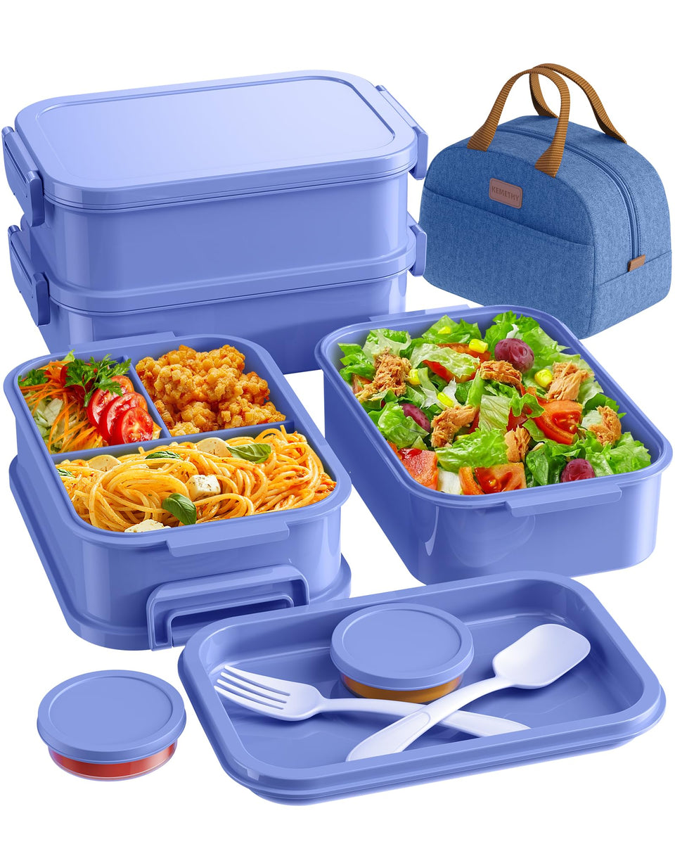 KEMETHY adults bento 3-tier with 74oz capacity for daily meal prep.