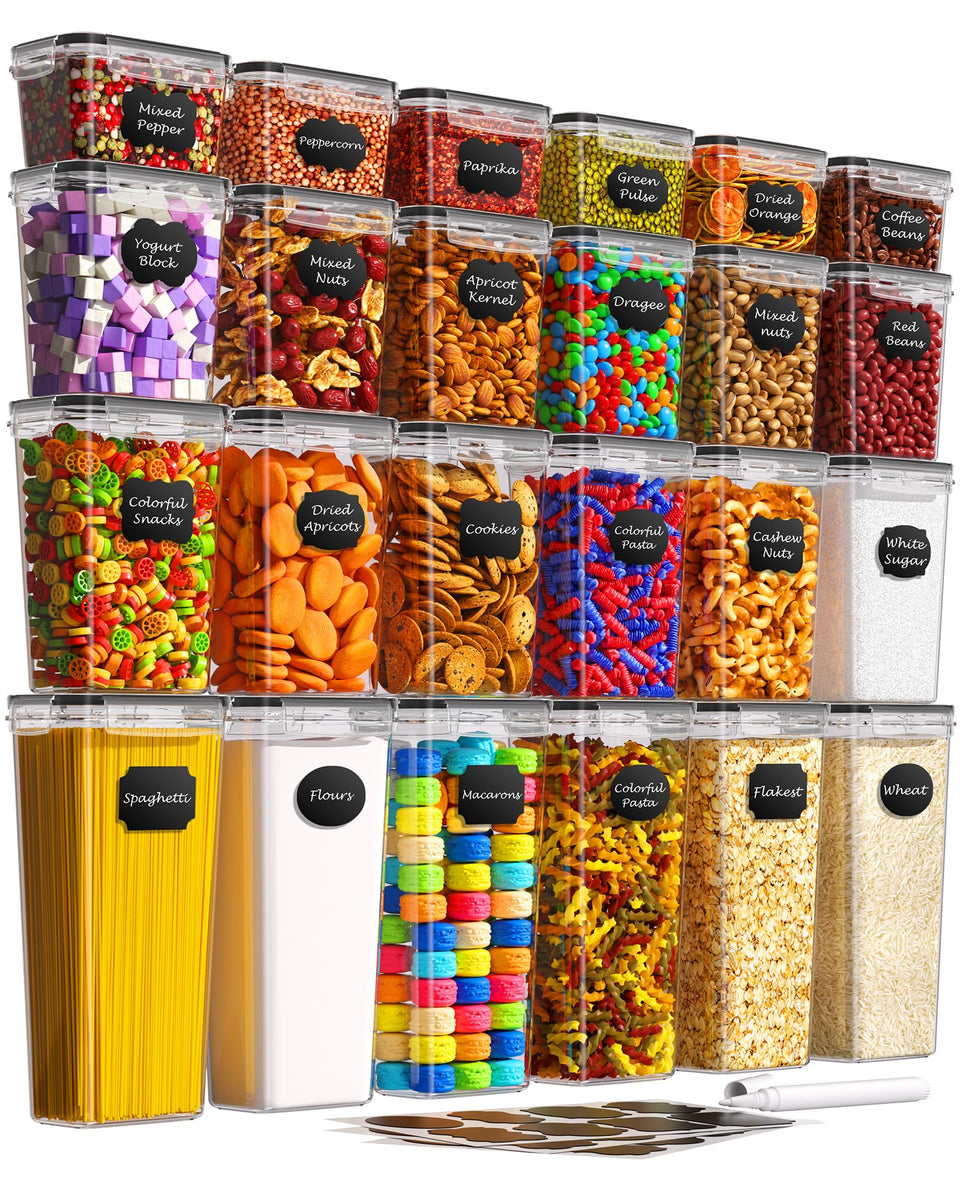 Kemethy airtight containers with lids in a 24-piece set for organized pantry storage