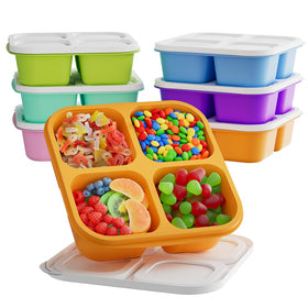 KEMETHY bento snack container with four compartments for easy portioning at school or work.
