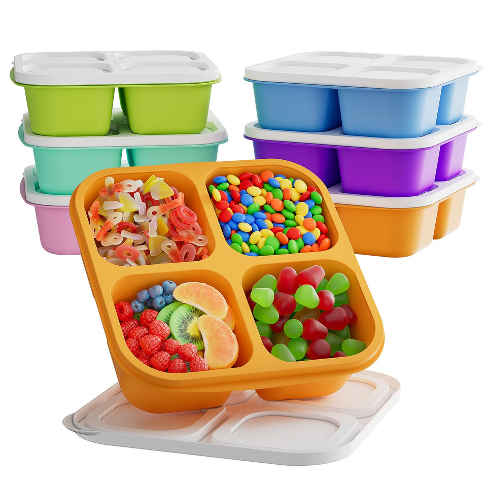 KEMETHY bento snack container with four compartments for easy portioning at school or work.