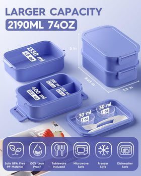 KEMETHY stackable lunch box showing organized three-tier layout.