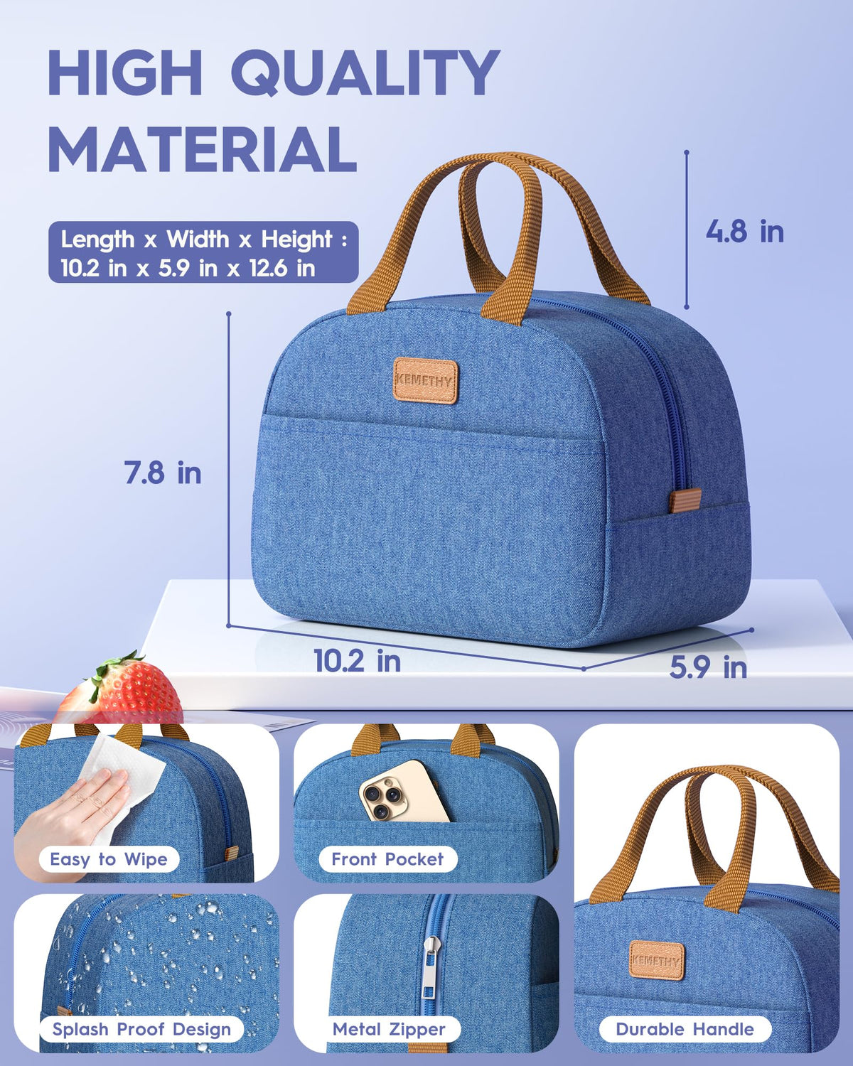 KEMETHY BPA-free materials ensure safe, odor-free lunch storage.