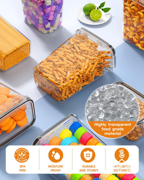 Kemethy BPA-free plastic storage jars with clear sides for quick content checks