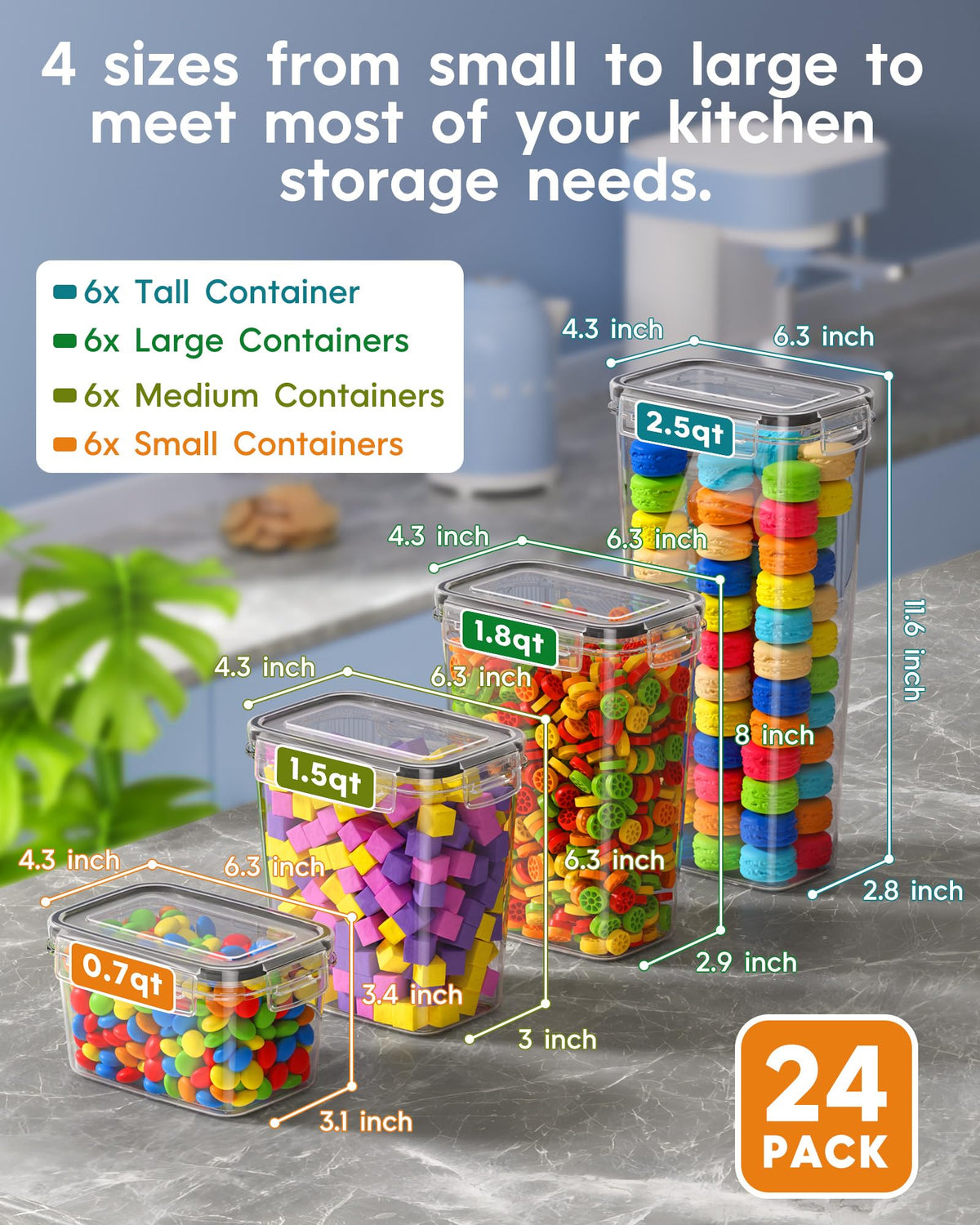 Kemethy container set in four sizes for versatile storage options in the kitchen