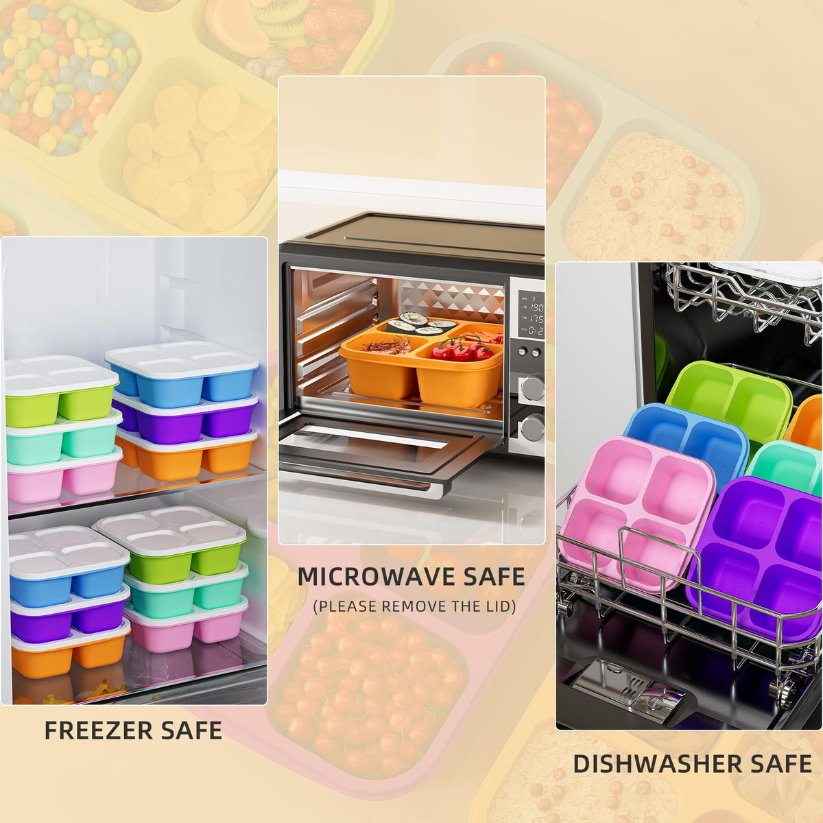 KEMETHY container is freezer, microwave, and dishwasher safe for convenient cleanup.