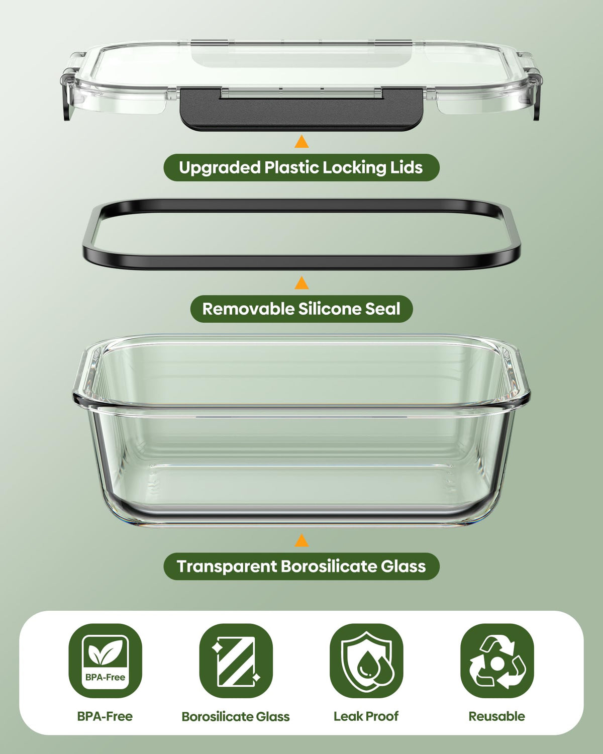 KEMETHY glass containers microwave-freezer-safe for quick reheats.