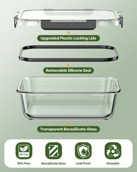 KEMETHY glass containers microwave-freezer-safe for quick reheats.