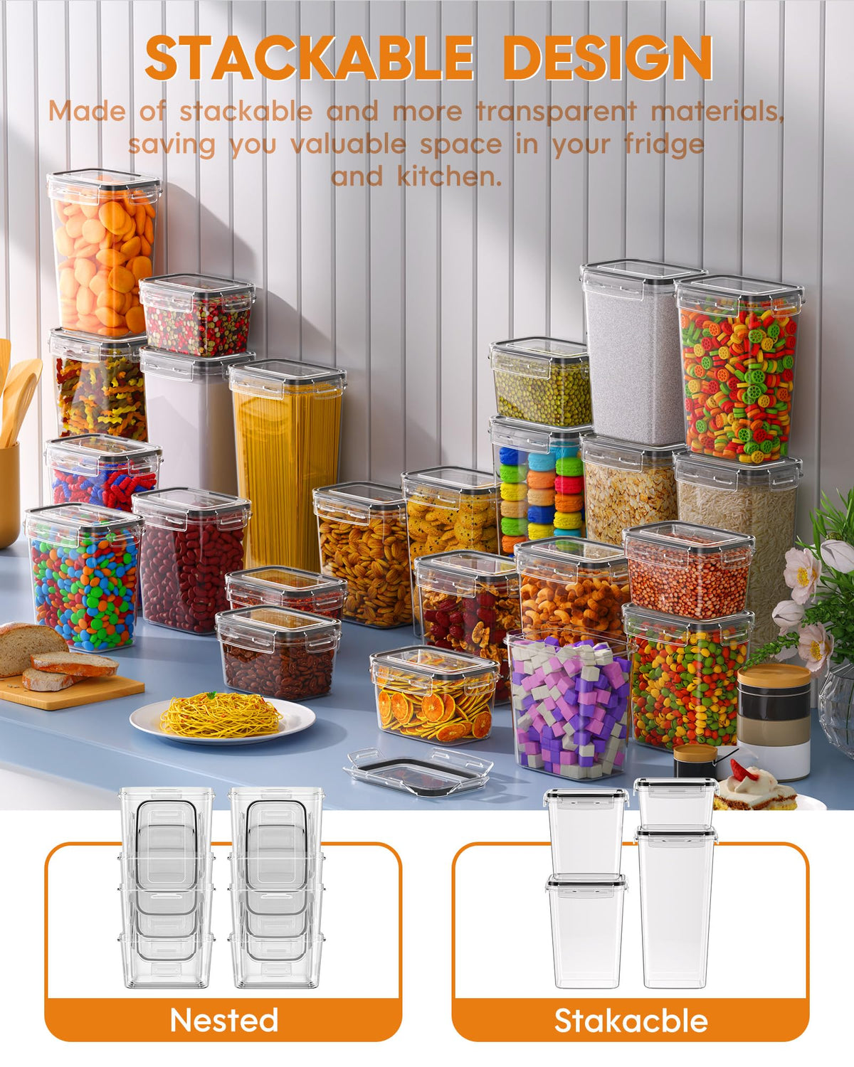 Kemethy kitchen pantry organization showing compact, stackable design