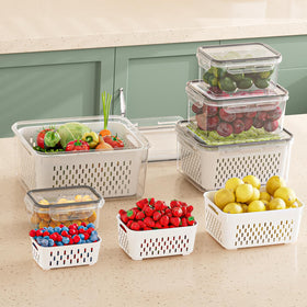 KEMETHY clear fridge bins help sort fruits, vegetables, berries and meat.