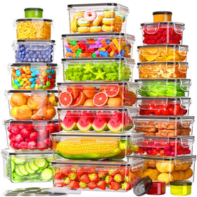 KEMETHY rectangular containers with airtight lids for meal prep and fridge storage.