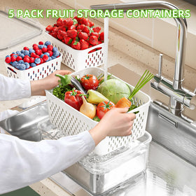 KEMETHY removable colanders allow washing and draining produce without extra dishes.