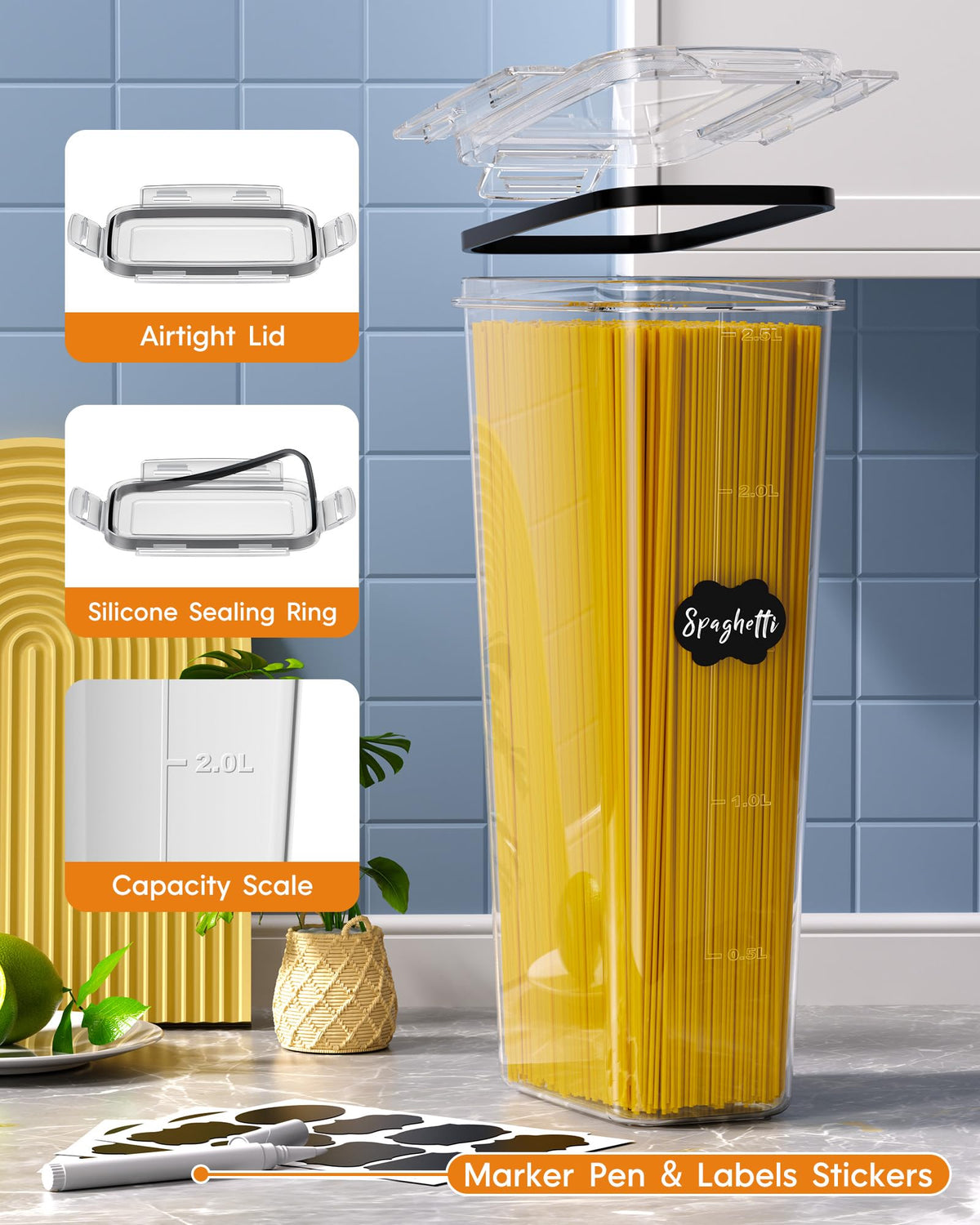 Kemethy silicone seals and four latches ensure an airtight seal for freshness