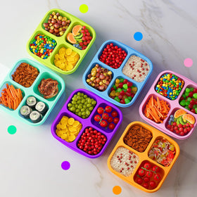 KEMETHY six-color snack container set supports varied meals and organization.