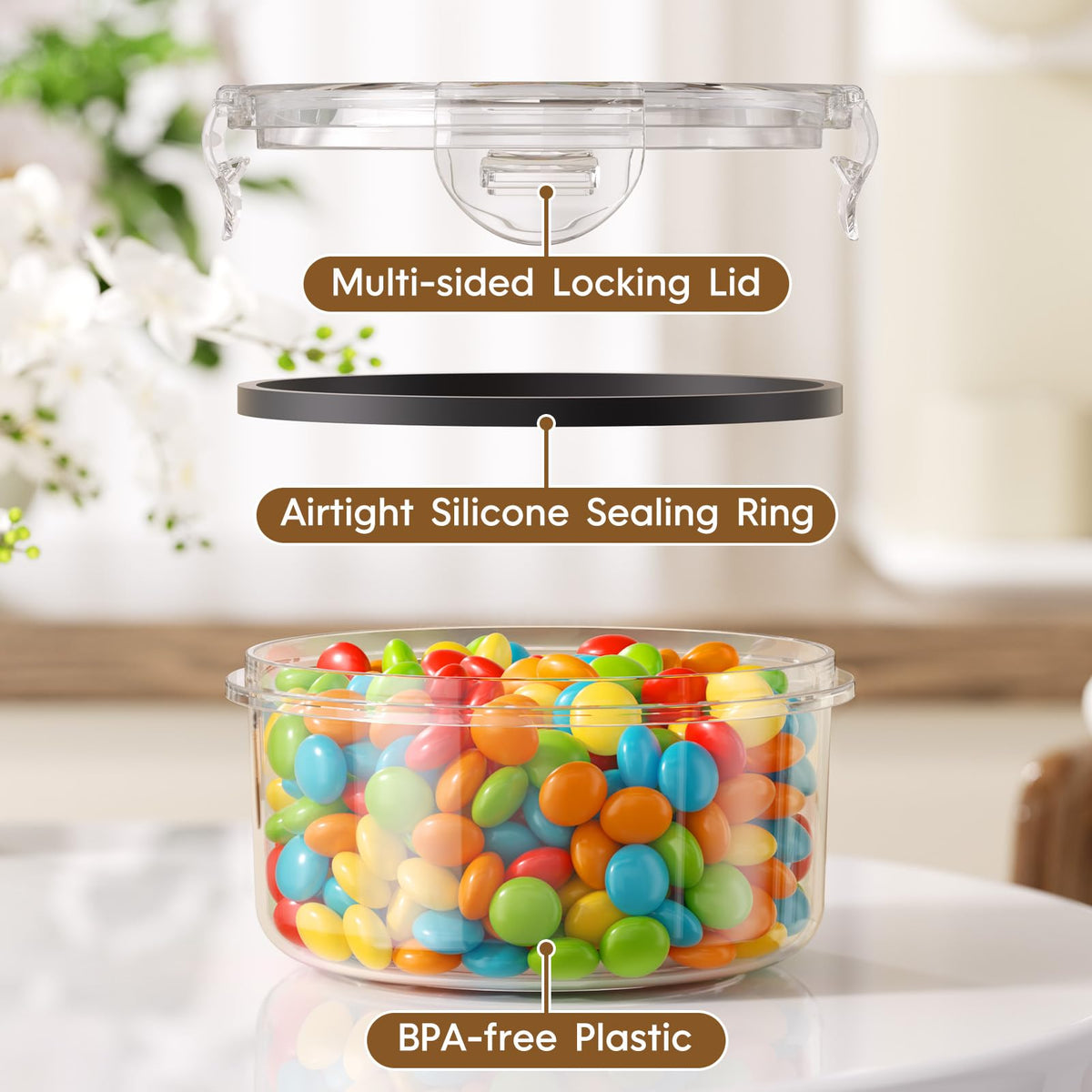KEMETHY stackable design saves cupboard space and reduces clutter.
