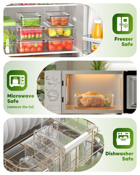 KEMETHY stackable design for compact fridge and cabinet organization.
