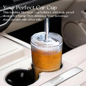 KEMORELA travel-ready glass tumbler set for on-the-go use.