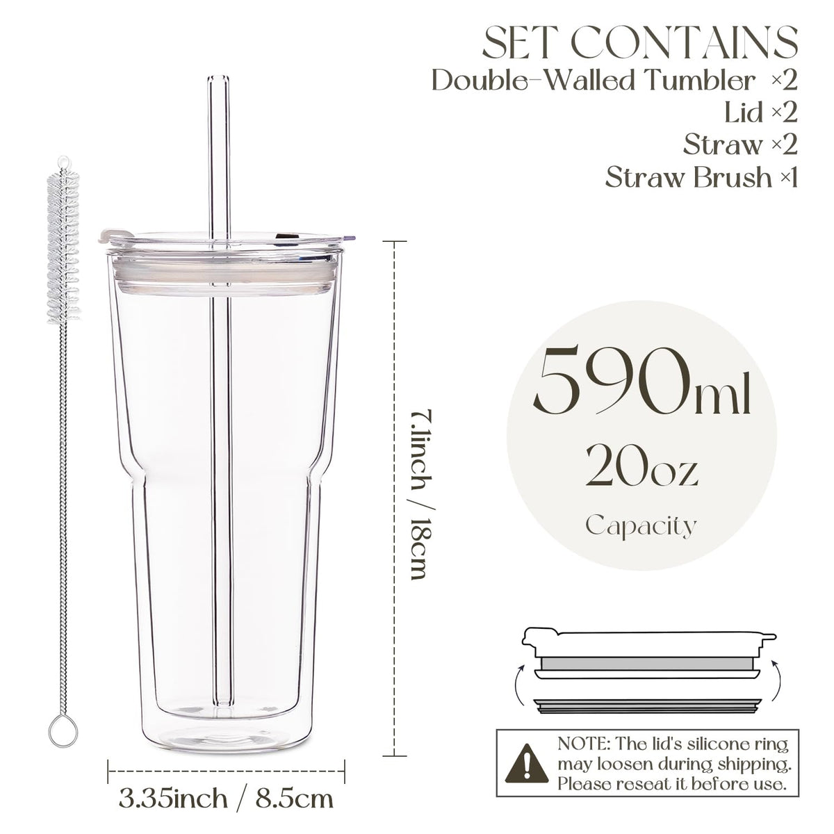 KEMORELA borosilicate insulated tumbler keeps beverages cold longer