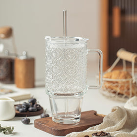 KEMORELA BPA-free glass cup with durable straw for everyday use
