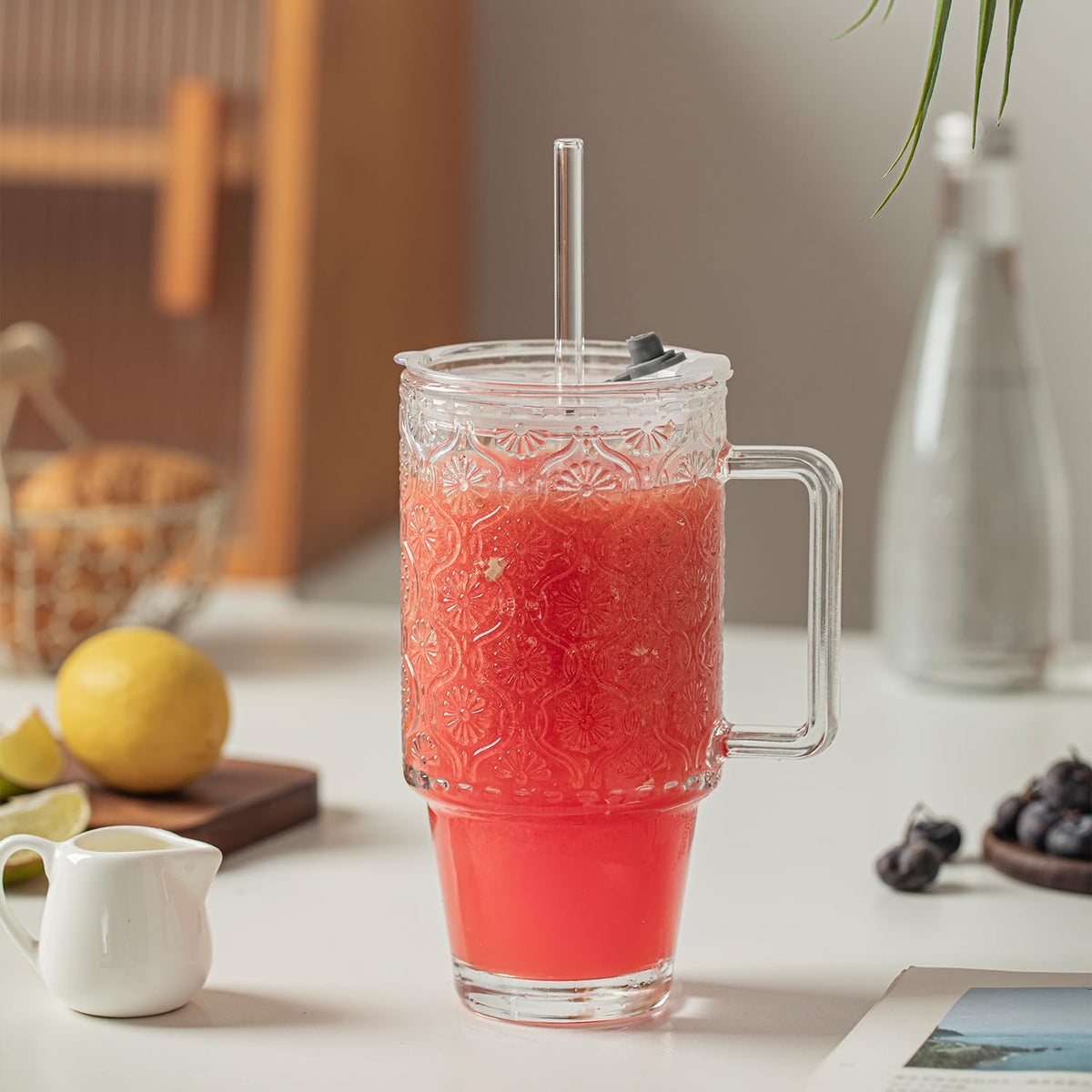 KEMORELA hot and cold beverage glass cup suitable for tea and smoothies