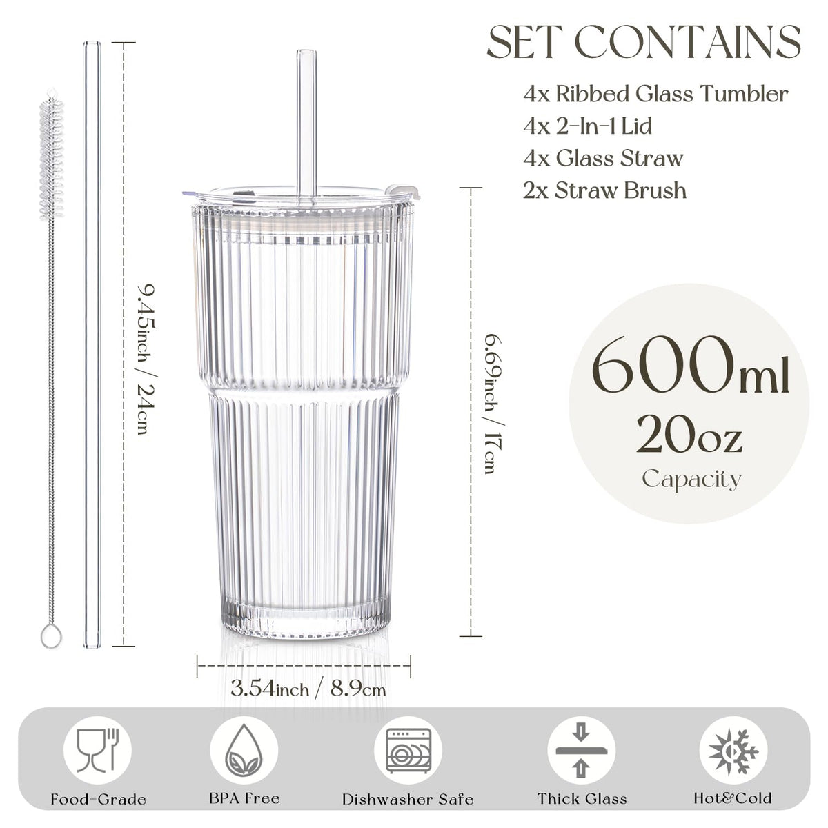 KEMORELA leak-proof lids on glass tumbler for travel
