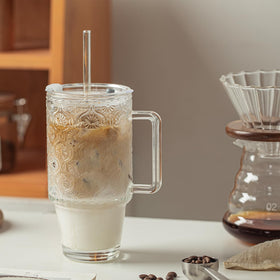 KEMORELA wide-mouth glass cup easy to fill and clean