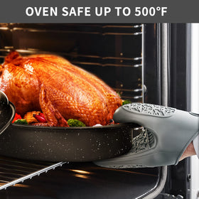 Kendane enamel coating prevents sticking for smoother searing of poultry and vegetables