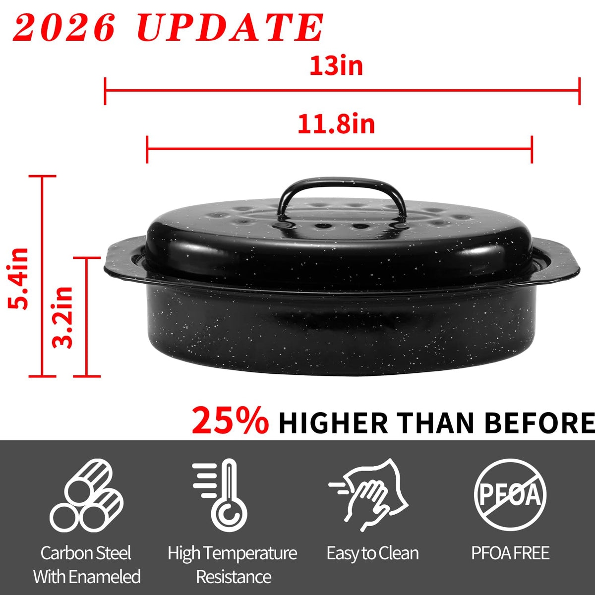 Kendane oval roaster with domed lid promotes even browning and moisture retention