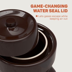 Kenley crock interior shows glaze and brine-ready surface for easy fermentation.